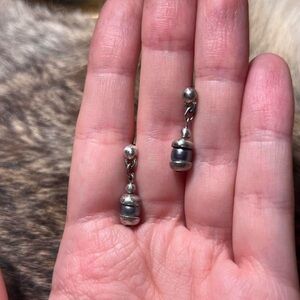 Sterling silver grey pearl cap earrings